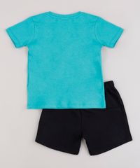 Conjunto-Infantil-George-Pig-de-Camiseta-Manga-Curta-Verde-Agua---Bermuda-em-Moletom-Preta-9843687-Preto_2
