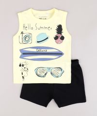 Conjunto-Infantil-de-Regata--Summer--Amarela---Bermuda-em-Moletom-Preta-9843691-Preto_1