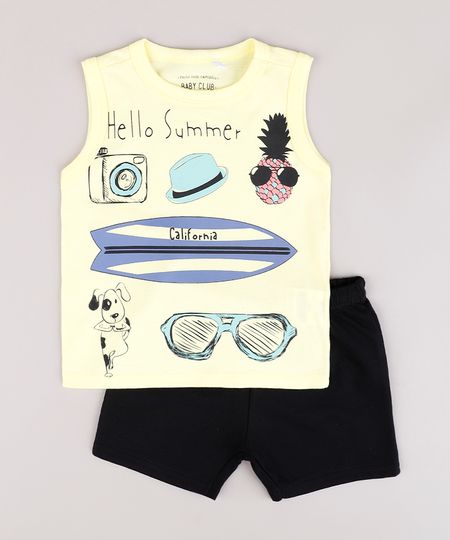 Conjunto-Infantil-de-Regata--Summer--Amarela---Bermuda-em-Moletom-Preta-9843691-Preto_1