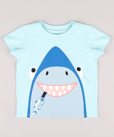 Camiseta-Infantil-com-Estampa-Interativa-de-Tubarao-Manga-Curta-Verde-Agua-9735338-Verde_Agua_1