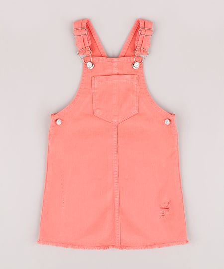 Salopete-de-Sarja-Infantil-com-Rasgos-e-Bolso-Barra-Desfiada-Coral-9748684-Coral_1