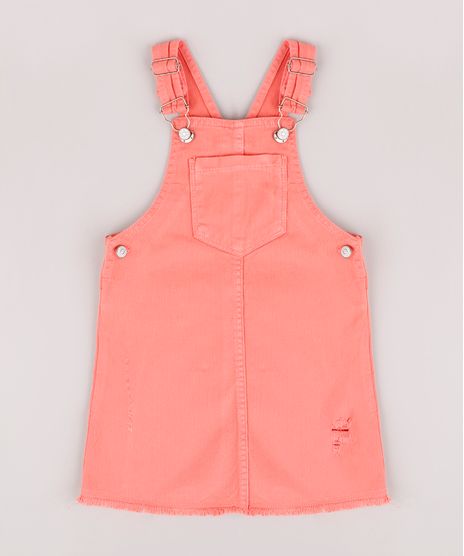 Salopete-de-Sarja-Infantil-com-Rasgos-e-Bolso-Barra-Desfiada-Coral-9748684-Coral_1