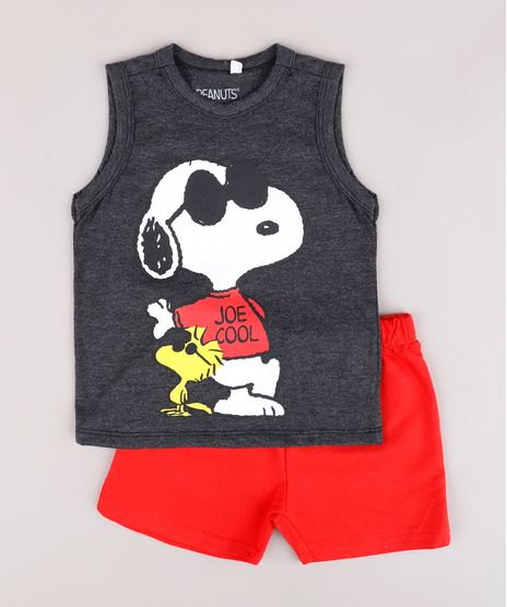 Conjunto-Infantil-de-Regata-Snoopy-Cinza-Mescla-Claro---Bermuda-em-Moletom-Vermelha-9843693-Vermelho_1