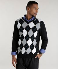 Sueter-em-Trico-com-Estampa-Xadrez-Preto-8464210-Preto_1
