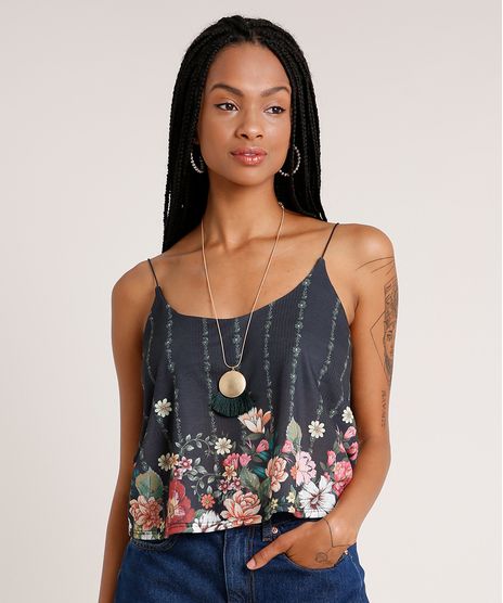 Regata-Feminina-Ampla-Canelada-Estampada-Floral-Alca-Fina-Decote-Redondo-Verde-Escura-9770806-Verde_Escura_1