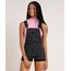 Jardineira-de-Sarja-Feminina-Reta-Estampada-de-Margaridas-com-Barra-Dobrada-Preta-9834572-Preto_1