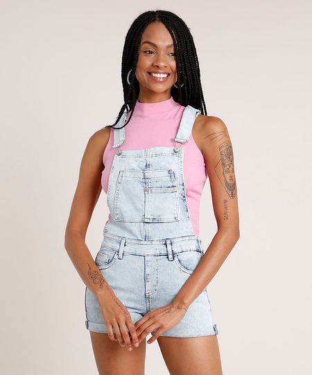 Jardineira-Jeans-Feminina-Reta-com-Barra-Dobrada-Azul-Claro-9834570-Azul_Claro_1