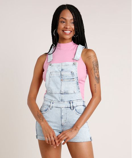 Jardineira-Jeans-Feminina-Reta-com-Barra-Dobrada-Azul-Claro-9834570-Azul_Claro_1