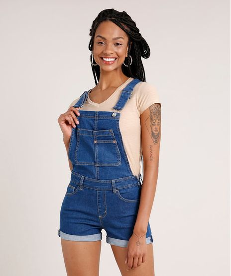 Jardineira-Jeans-Feminina-Reta-com-Barra-Dobrada-Azul-Medio-9834569-Azul_Medio_1