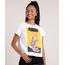 Blusa-Feminina-Ampla-com-Estampa-de-Tenis--Manga-Curta-Decote-Redondo-Off-White-9832775-Off_White_1