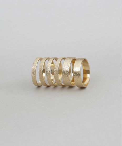 Kit-de-6-Aneis-Texturizados-Dourado-8308701-Dourado_1
