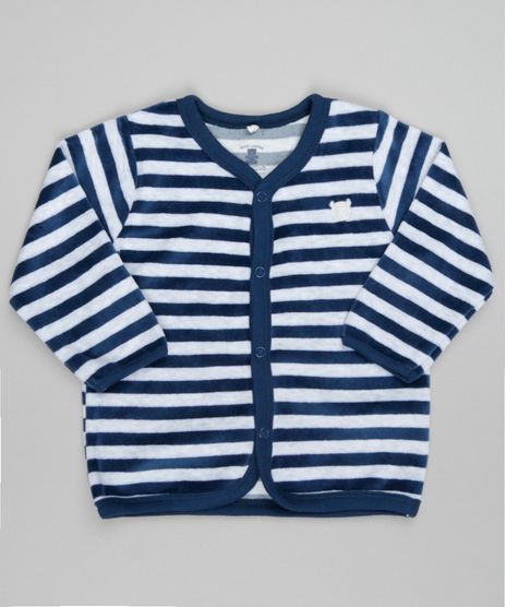 Cardigan-em-Plush-de-Algodao---Sustentavel-Listrado-Branco-8498070-Branco_1