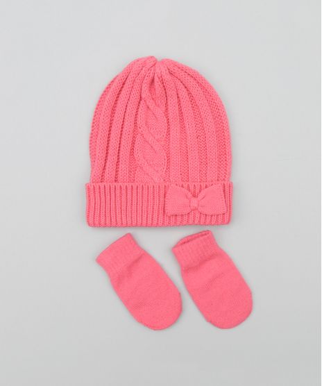 Gorro-em-Trico---Luvas-Rosa-8490862-Rosa_1