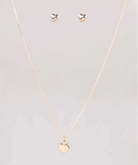 Kit-de-Brinco---Colar-Folheados-com-Pingente-de-Coracao-Dourado-9775030-Dourado_1