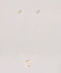 Kit-de-Brinco---Colar-Folheados-com-Pingente-de-Lua-e-Estrela-Dourado-9775032-Dourado_1