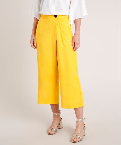 Calca-Feminina-Pantacourt-com-Botao-Deslocado--Amarelo-9704312-Amarelo_1