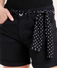 Short-de-Sarja-Feminino-Midi-Barra-Dobrada-com-Faixa-Estampada-de-Poa-Preto-9823691-Preto_4