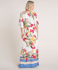 Vestido-Feminino-Longo-Estampado-Floral-com-Fenda-Manga-Curta-Branco-9654716-Branco_2