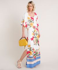 Vestido-Feminino-Longo-Estampado-Floral-com-Fenda-Manga-Curta-Branco-9654716-Branco_3