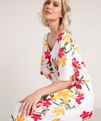 Vestido-Feminino-Longo-Estampado-Floral-com-Fenda-Manga-Curta-Branco-9654716-Branco_4