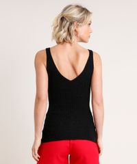 Regata-Feminina-em-Trico-com-Lurex-Alca-Media-Decote-V-Preta-9683670-Preto_2