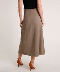 Saia-Feminina-Midi-com-Botoes-Fenda-e-Recorte-Kaki-Escuro-9691214-Kaki_Escuro_2