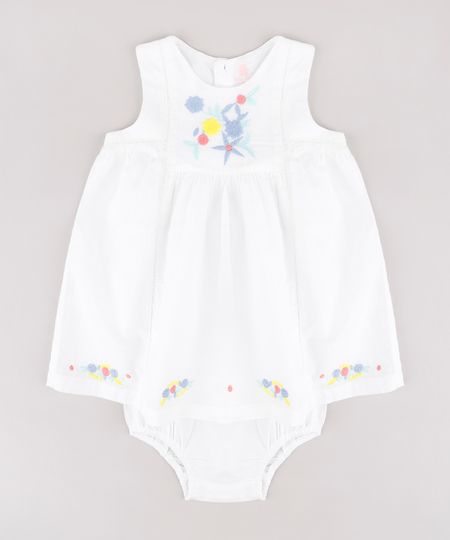 Vestido-Infantil-com-Bordado-Floral-Sem-Manga---Calcinha-Branco-9688978-Branco_1