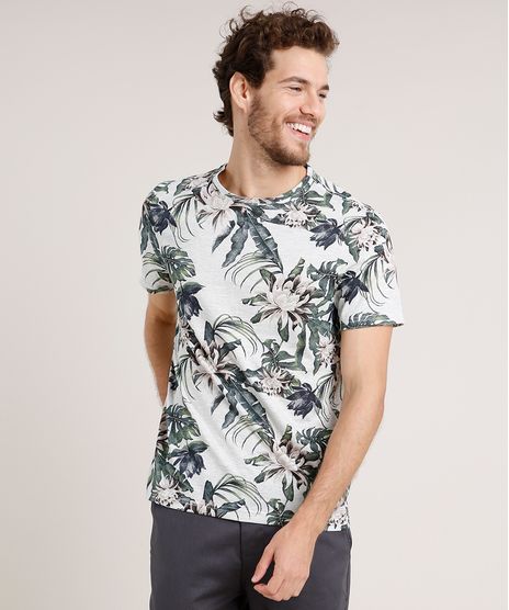Camiseta-Masculina-Slim-Fit-Estampada-Floral-Manga-Curta-Gola-Careca-Cinza-Mescla-Claro-9259145-Cinza_Mescla_Claro_1