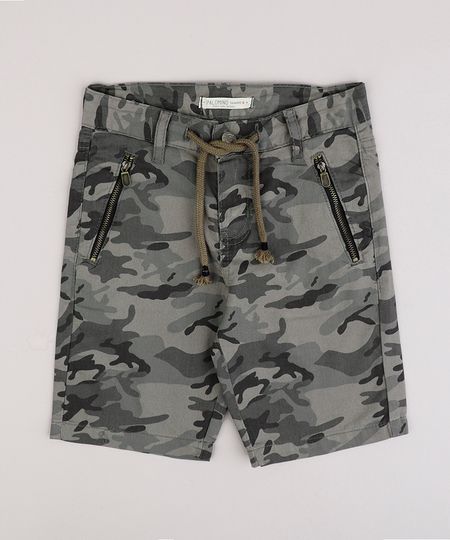 Bermuda-de-Sarja-Infantil-Estampada-Camuflada-com-Bolso-e-Cordao--Verde-Militar-9761832-Verde_Militar_1