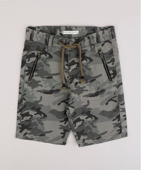 Bermuda-de-Sarja-Infantil-Estampada-Camuflada-com-Bolso-e-Cordao--Verde-Militar-9761832-Verde_Militar_1
