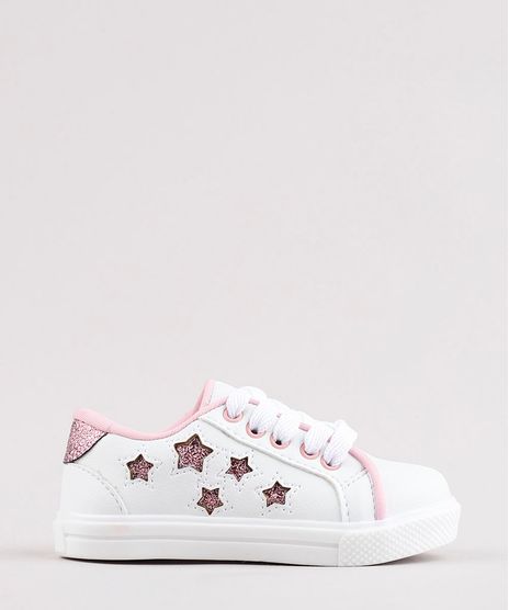 Tenis-Infantil-com-Recorte-de-Estrelas-e-Brilho-Branco-9835148-Branco_1