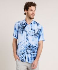 Camisa-Masculina-Relaxed-Estampada-de-Folhagem-Manga-Curta-Azul-Claro-9645933-Azul_Claro_1