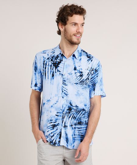 Camisa-Masculina-Relaxed-Estampada-de-Folhagem-Manga-Curta-Azul-Claro-9645933-Azul_Claro_1