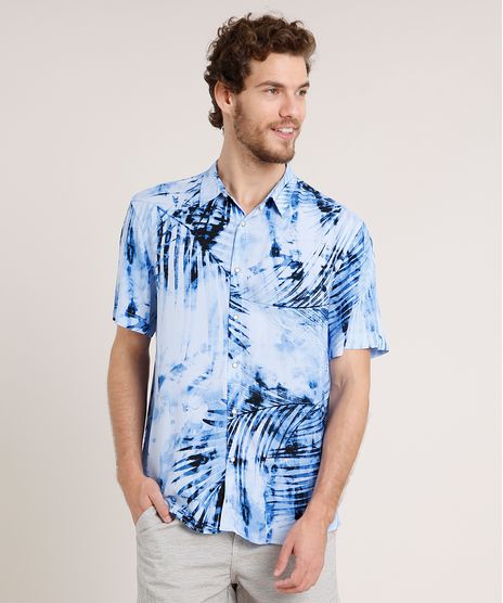 Camisa-Masculina-Relaxed-Estampada-de-Folhagem-Manga-Curta-Azul-Claro-9645933-Azul_Claro_1
