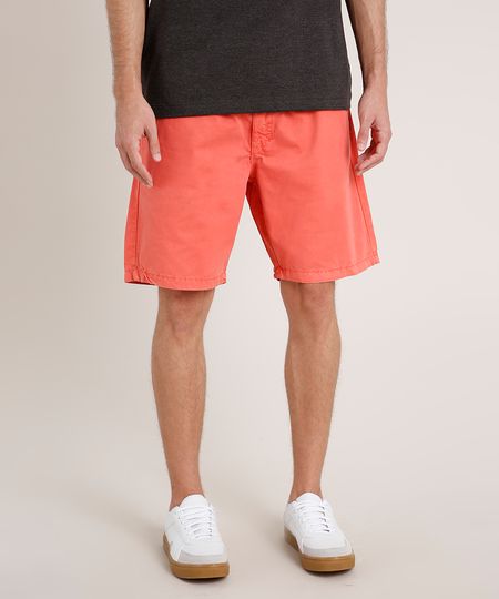 Bermuda-de-Sarja-Masculina-Reta-com-Bolsos-e-Cordao-Coral-9754111-Coral_1