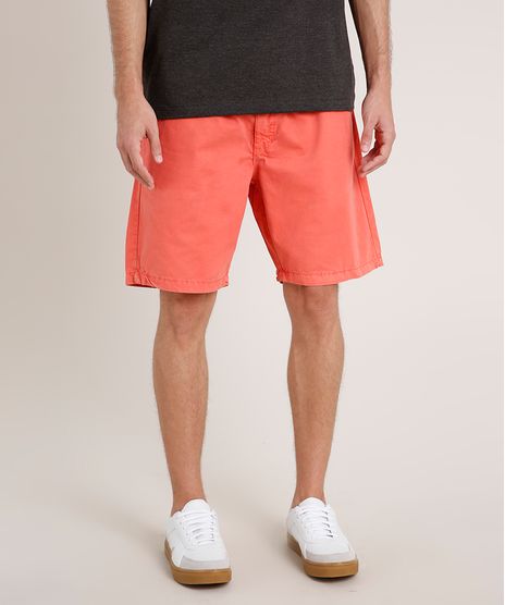 Bermuda-de-Sarja-Masculina-Reta-com-Bolsos-e-Cordao-Coral-9754111-Coral_1
