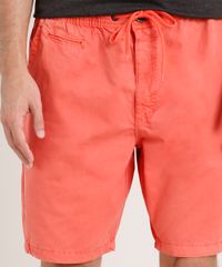 Bermuda-de-Sarja-Masculina-Reta-com-Bolsos-e-Cordao-Coral-9754111-Coral_2