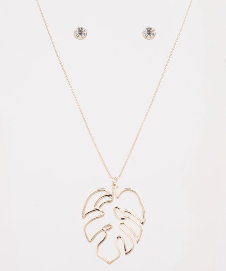 Kit-de-Brinco---Colar-Feminino-Folheados-com-Pingente-de-Costela-de-Adao-Dourado-9775046-Dourado_1