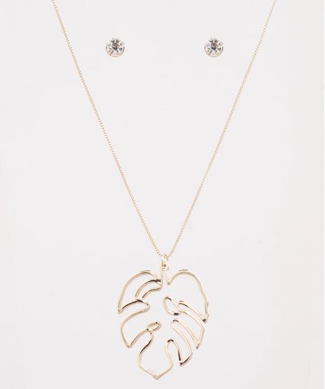 Kit-de-Brinco---Colar-Feminino-Folheados-com-Pingente-de-Costela-de-Adao-Dourado-9775046-Dourado_1