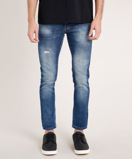 Calca-Jeans-Masculina-Skinny-Cropped-com-Puidos-Azul-Medio-9766997-Azul_Medio_1