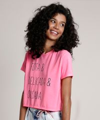 Blusa-Feminina-Cropped--Fofa---Delicada---Ousada--Manga-Curta-Decote-Redondo-Rosa-Neon-9793989-Rosa_Neon_1