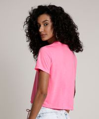 Blusa-Feminina-Cropped--Fofa---Delicada---Ousada--Manga-Curta-Decote-Redondo-Rosa-Neon-9793989-Rosa_Neon_2