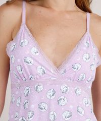 Camisola-Feminina-Estampada-de-Unicornio-com-Renda-Alcas-Finas-Lilas-9638945-Lilas_4