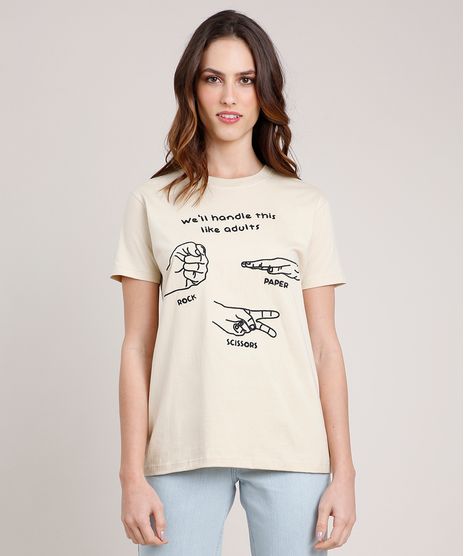 T-Shirt-Feminina-Mindset--Like-Adults--com-Bordado-Manga-Curta-Decote-Redondo-Bege-9886820-Bege_1