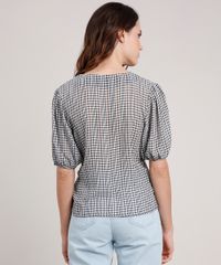 Blusa-Feminina-Mindset-Estampada-Xadrez-Vichy-Manga-Curta-Decote-V-Preta-9880208-Preto_2