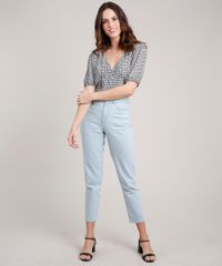 Blusa-Feminina-Mindset-Estampada-Xadrez-Vichy-Manga-Curta-Decote-V-Preta-9880208-Preto_3