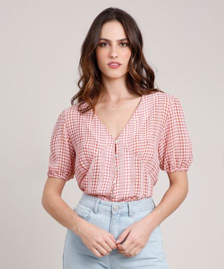Blusa-Feminina-Mindset-Estampada-Xadrez-Vichy-Manga-Curta-Decote-V-Vermelha-9880209-Vermelho_1 Blusa-Feminina-Mindset-Estampada-Xadrez-Vichy-Manga-Curta-Decote-V-Vermelha-9880209-Vermelho_1