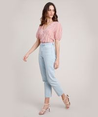Blusa-Feminina-Mindset-Estampada-Xadrez-Vichy-Manga-Curta-Decote-V-Vermelha-9880209-Vermelho_3