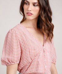 Blusa-Feminina-Mindset-Estampada-Xadrez-Vichy-Manga-Curta-Decote-V-Vermelha-9880209-Vermelho_4