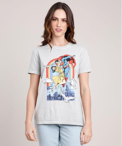 T-Shirt-Feminina-Mindset-Super-Homem-Manga-Curta-Decote-Redondo-Cinza-Claro-9886823-Cinza_Claro_1